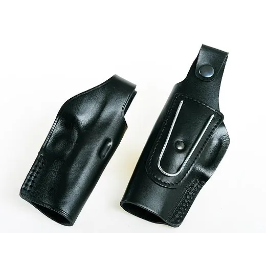 Leather hand moulded holster with steel clip - small